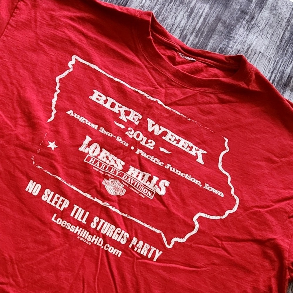 Harley Davidson Bike Week 2012 Iowa Loess Hills T Shirt Men's Red XL